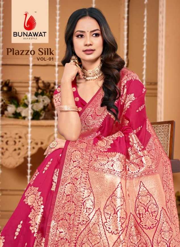 PLAZZO SILK VOL 01 BY BUNAWAT ZARI WEAVING SILK SARIS WHOLSALER