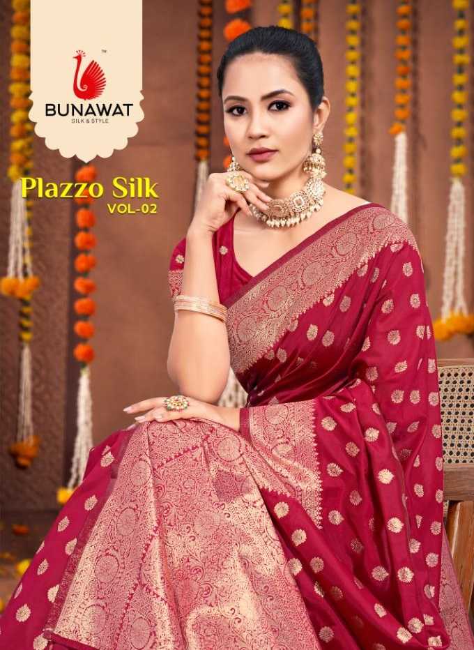 PLAZZO SILK VOL 02 BY BUNAWAT ZARI WEAVING SILK SARIS WHOLSALER