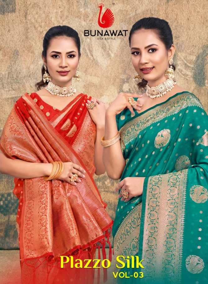 PLAZZO SILK VOL 03 BY BUNAWAT ZARI WEAVING SILK SARIS WHOLSALER