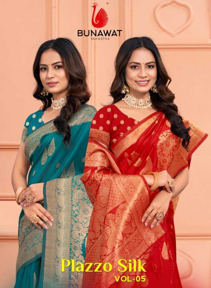 PLAZZO SILK VOL 05 BY BUNAWAT ZARI WEAVING SILK SARIS WHOLSALER