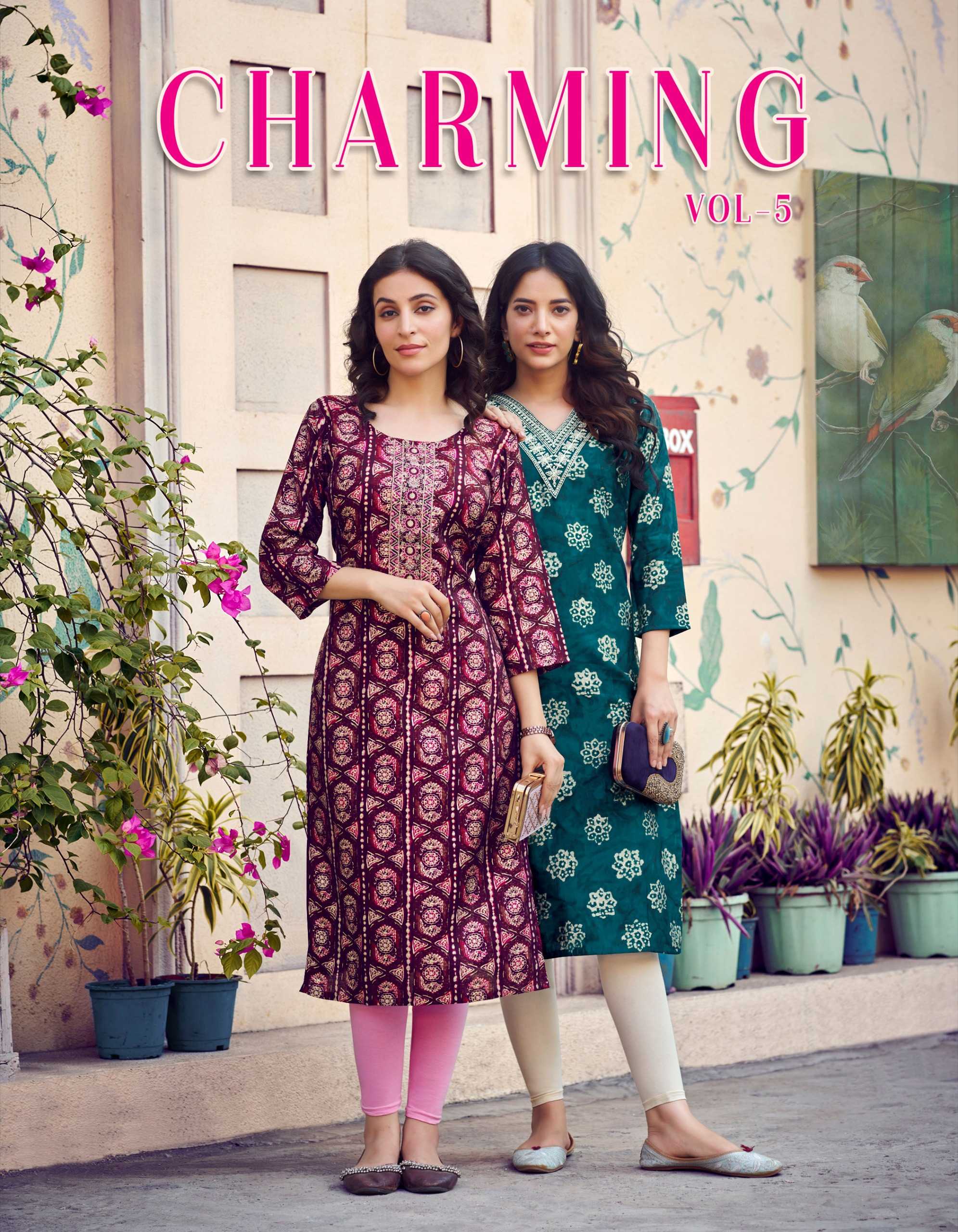 radhika lifestyle charming vol 5 new fancy chanderi full stitch big size long kurti exports