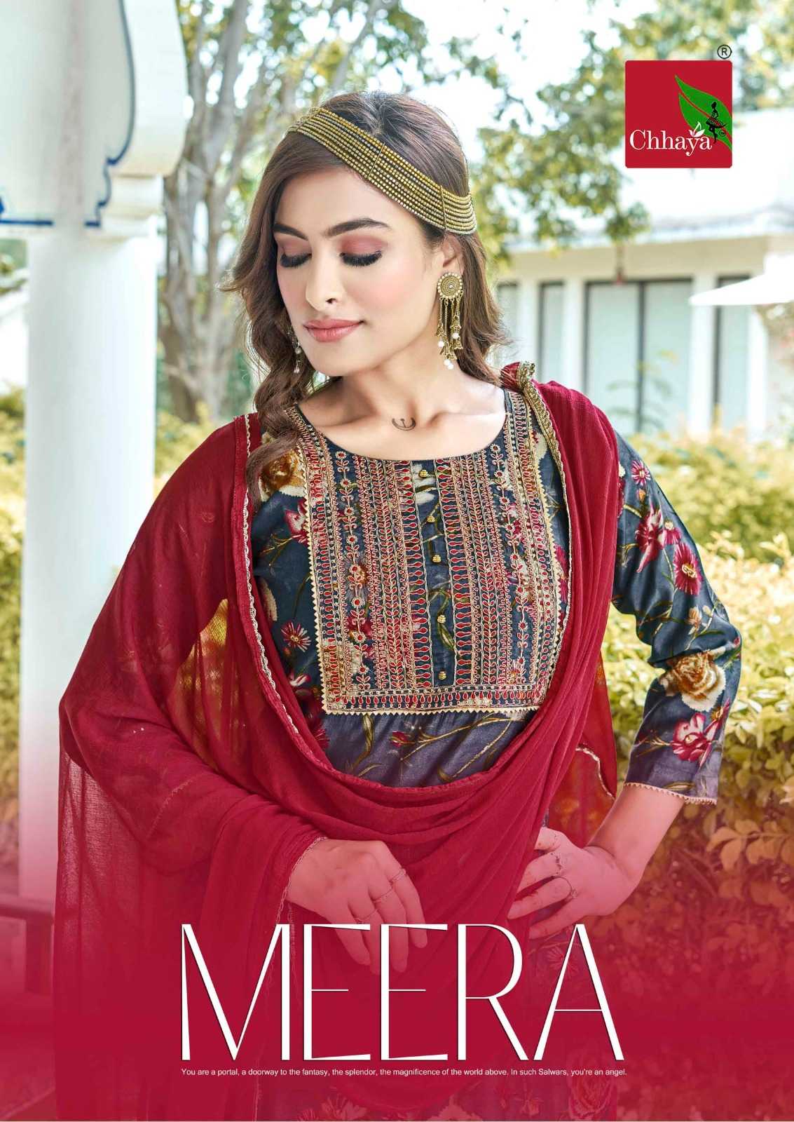 chhaya kurti meera full stitch fashionable design modal print silk salwar suit exports