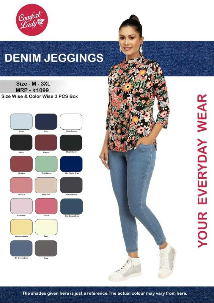 comfort lady denim jeggings new trending look mix colors set bottom wear collection