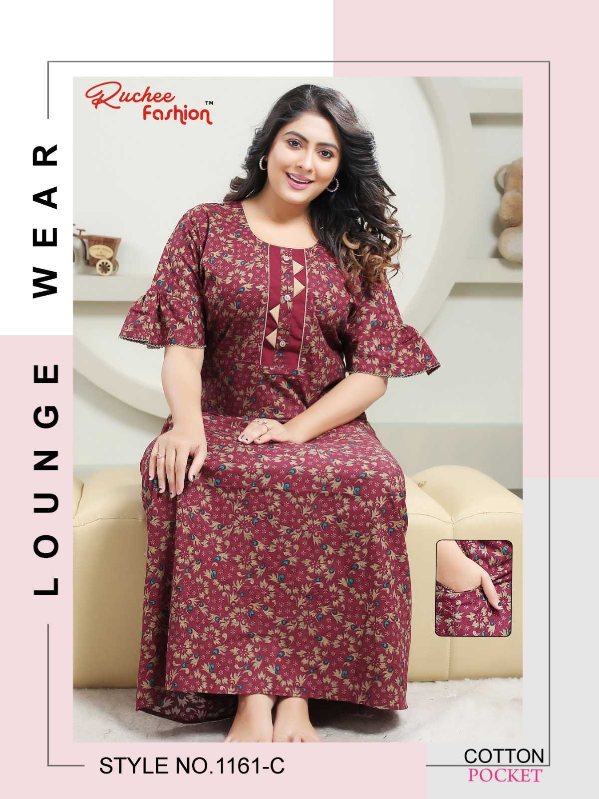cotton nighty fancy sleeves by ruchee fashion 1160a to 1184a new design fancy women nighty exports