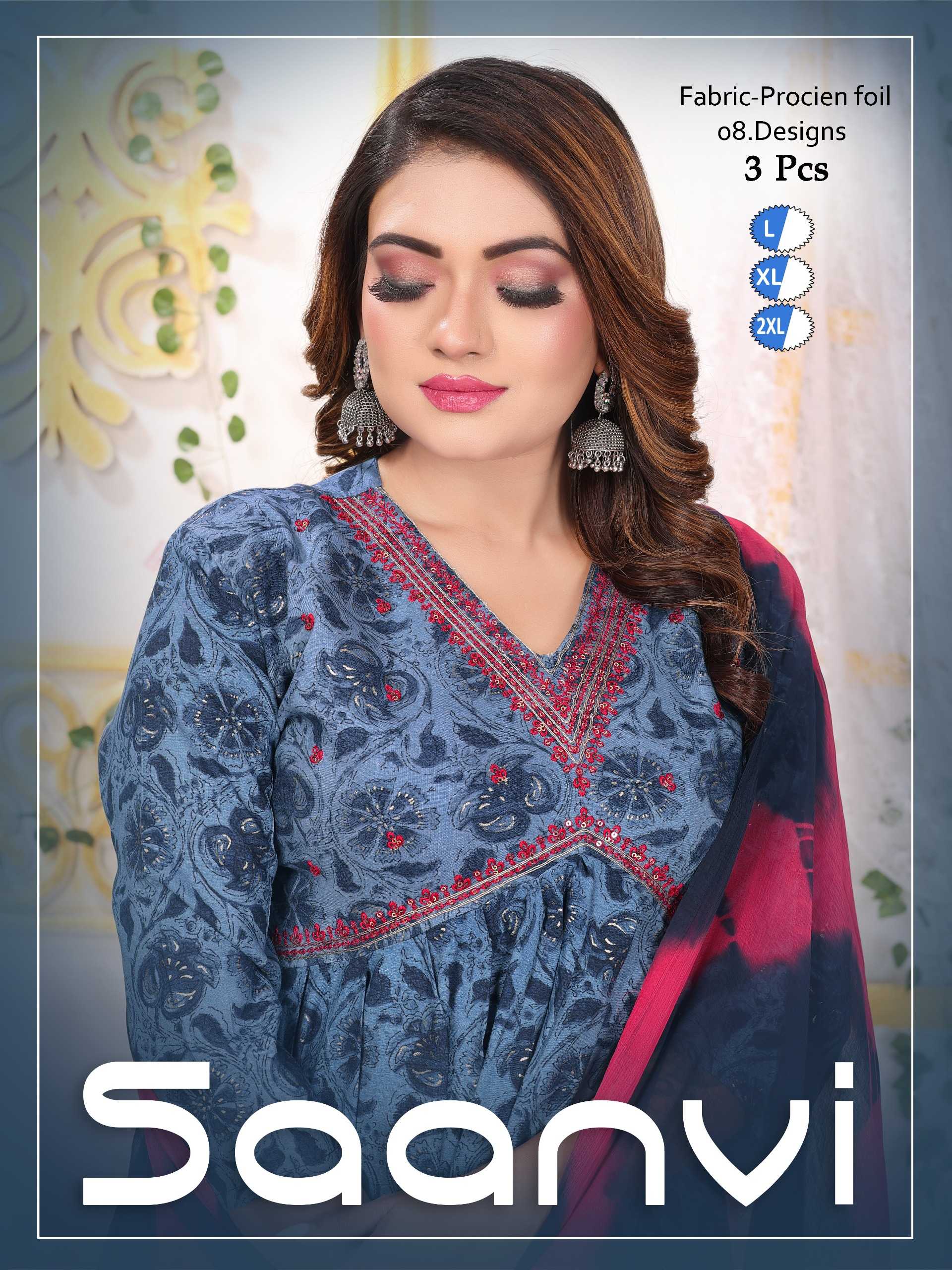 FASHION TALK SAANVI VOL.1 RAYON PRINT READYMADE SUIT CATALOG WHOLESALER BEST RATE