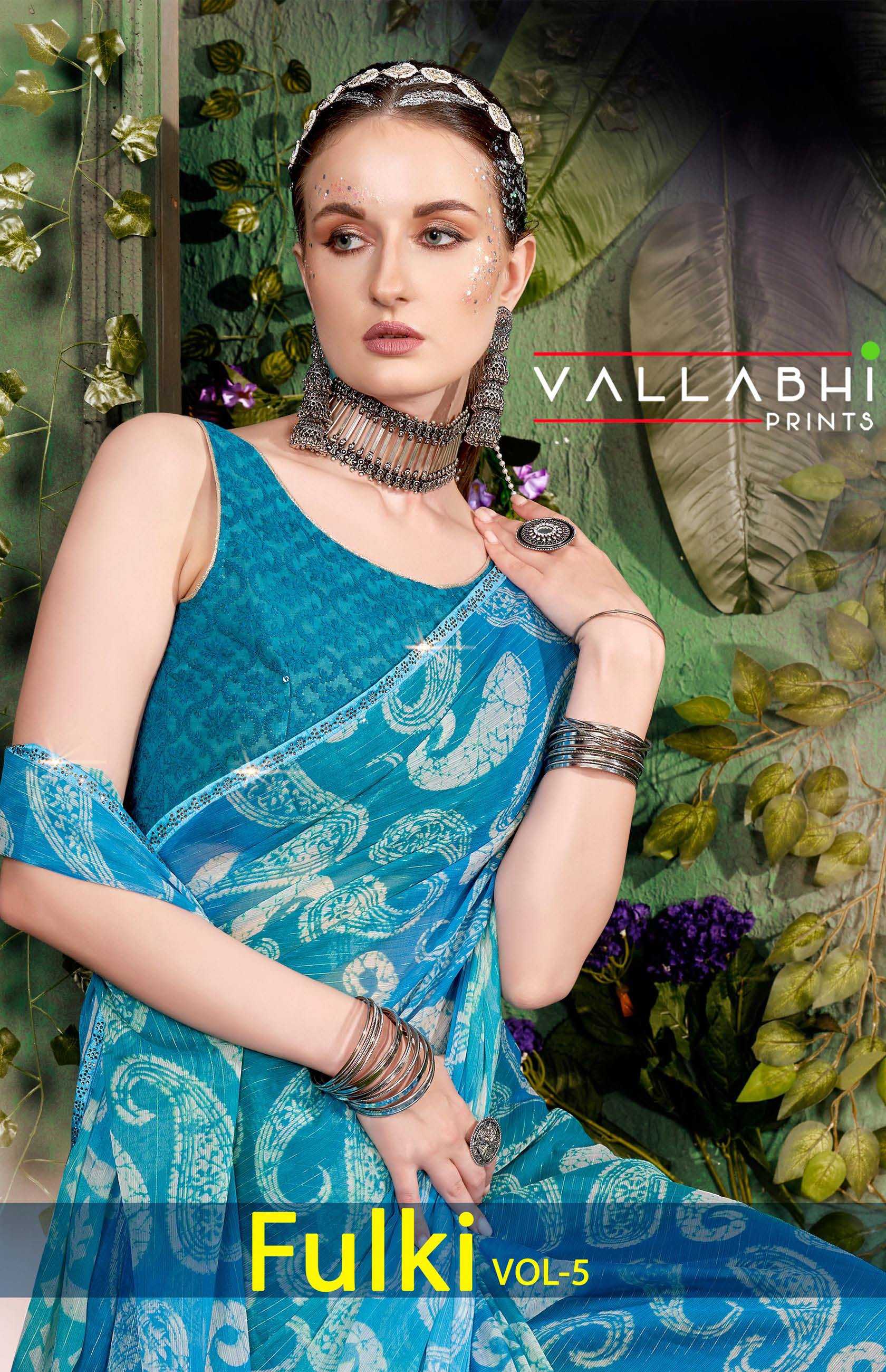 fulki vol 5 by vallabhi prints 22231-22236 fancy georgette saree supplier