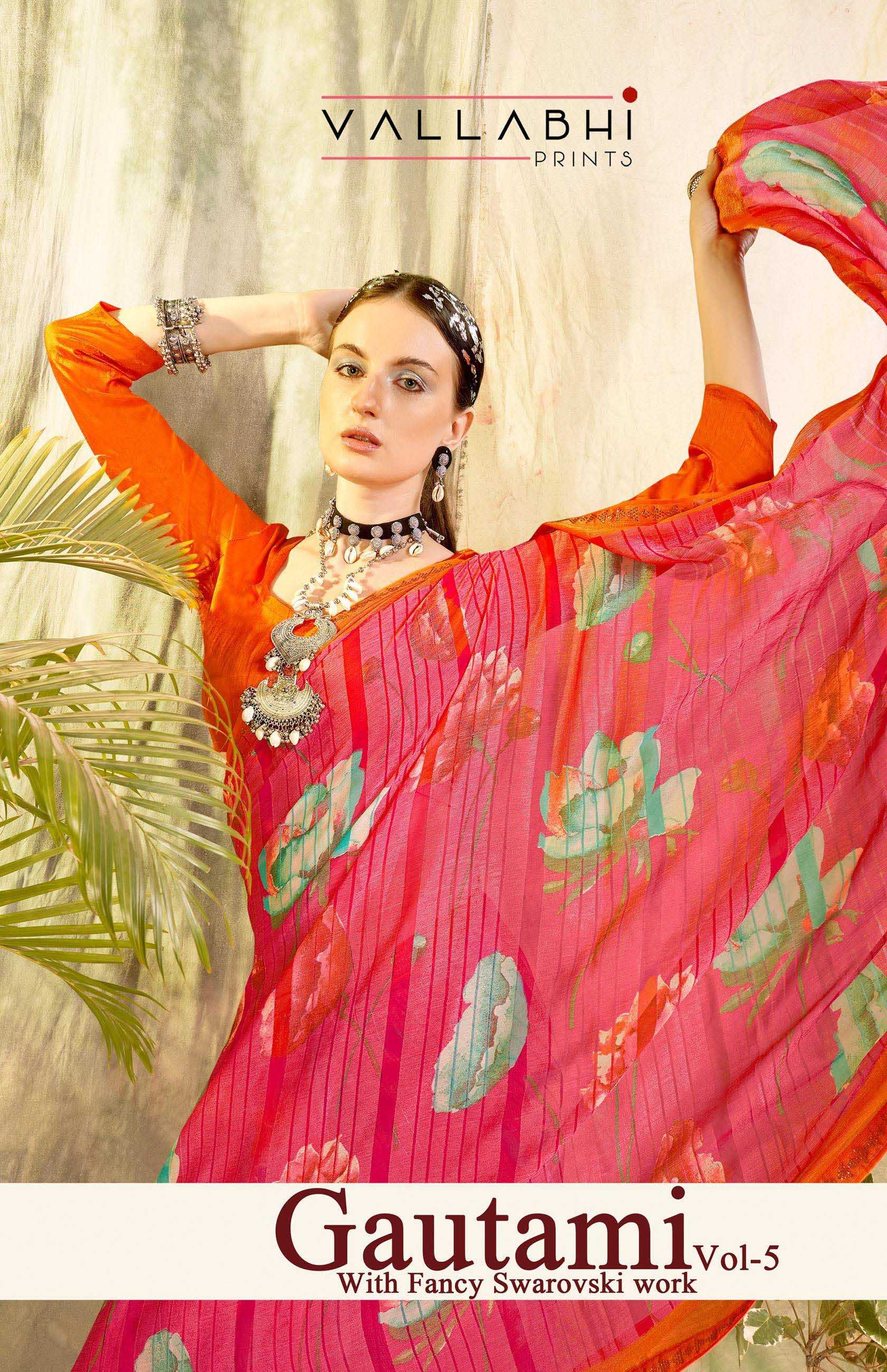 gautami vol 5 by vallabhi prints traditional stylish look brasso saree wholesaler