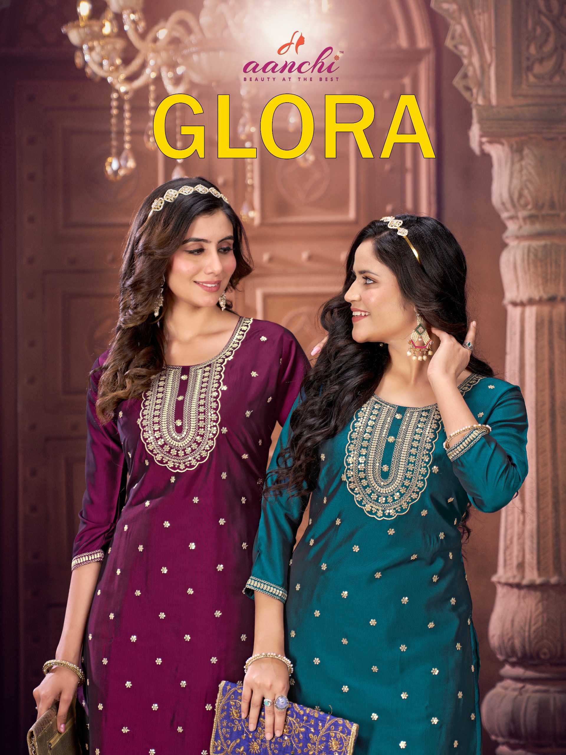 glora by aanchi kurti stylish full stitch rangeela silk straight cut long kurti supplier