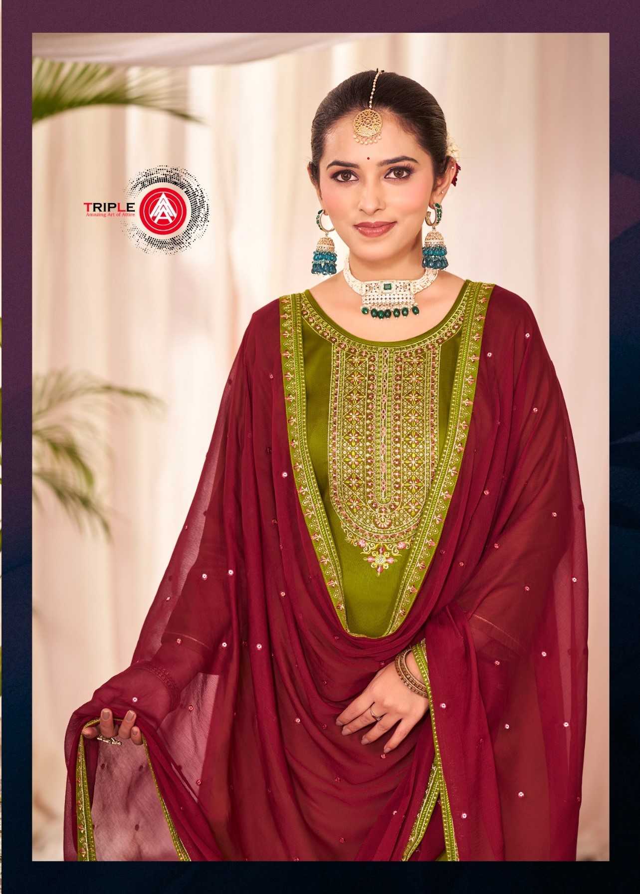 hetvi by triple a 11591-11596 new design jam cotton stylish salwar suit material exports