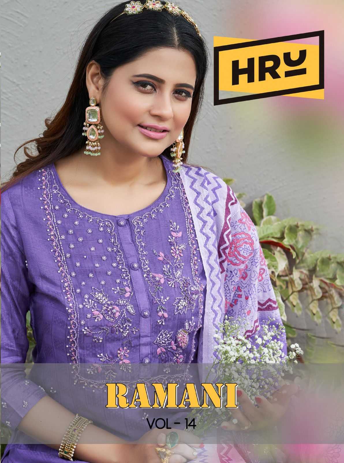 hru ramani vol 14 stylish full stitch viscose embroidery with hand work salwar suit 