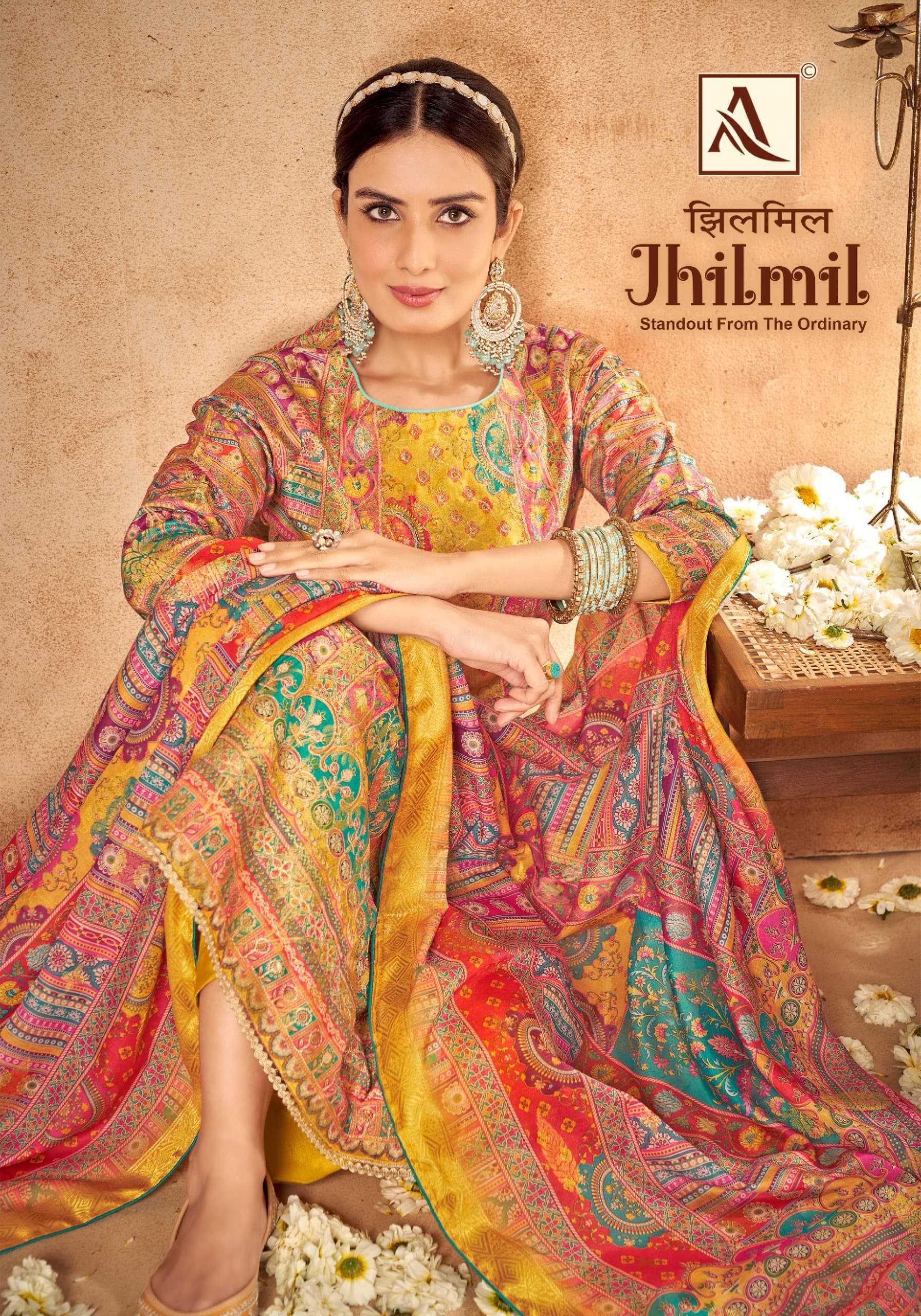 jhilmil by alok suit new trendy premium soft maslin pakistani salwar suit exports