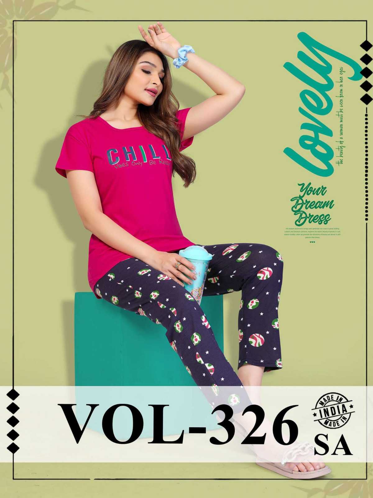 kalavati dove vol 326 amazing look hosiery cotton t-shirt with payjama exports