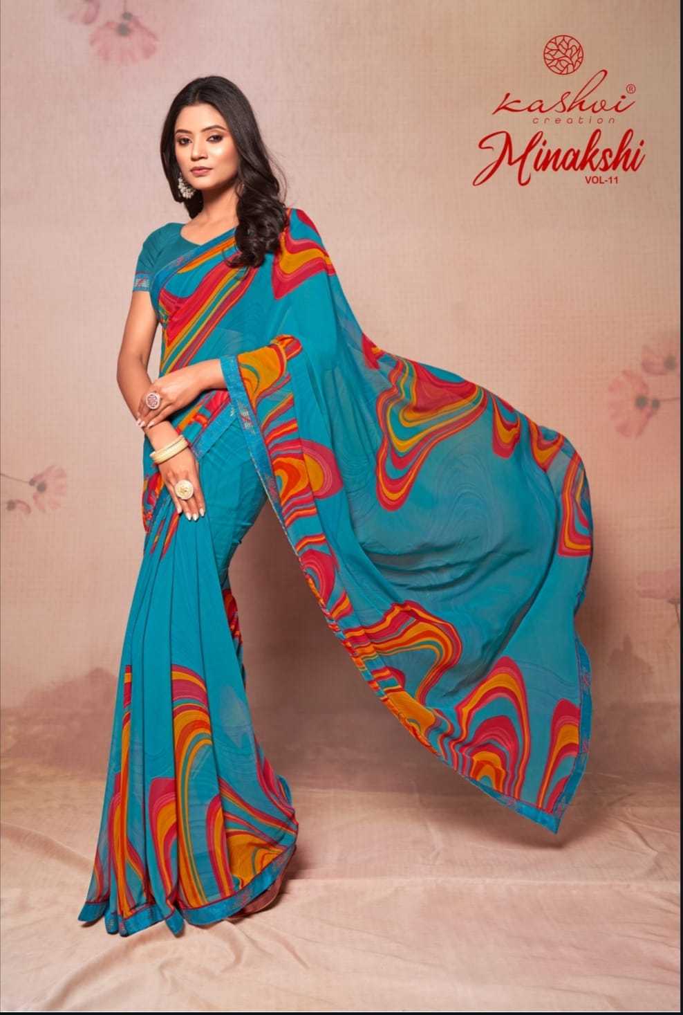 kashvi creation minakshi 11 launchb eautiful look georgette saree supplier
