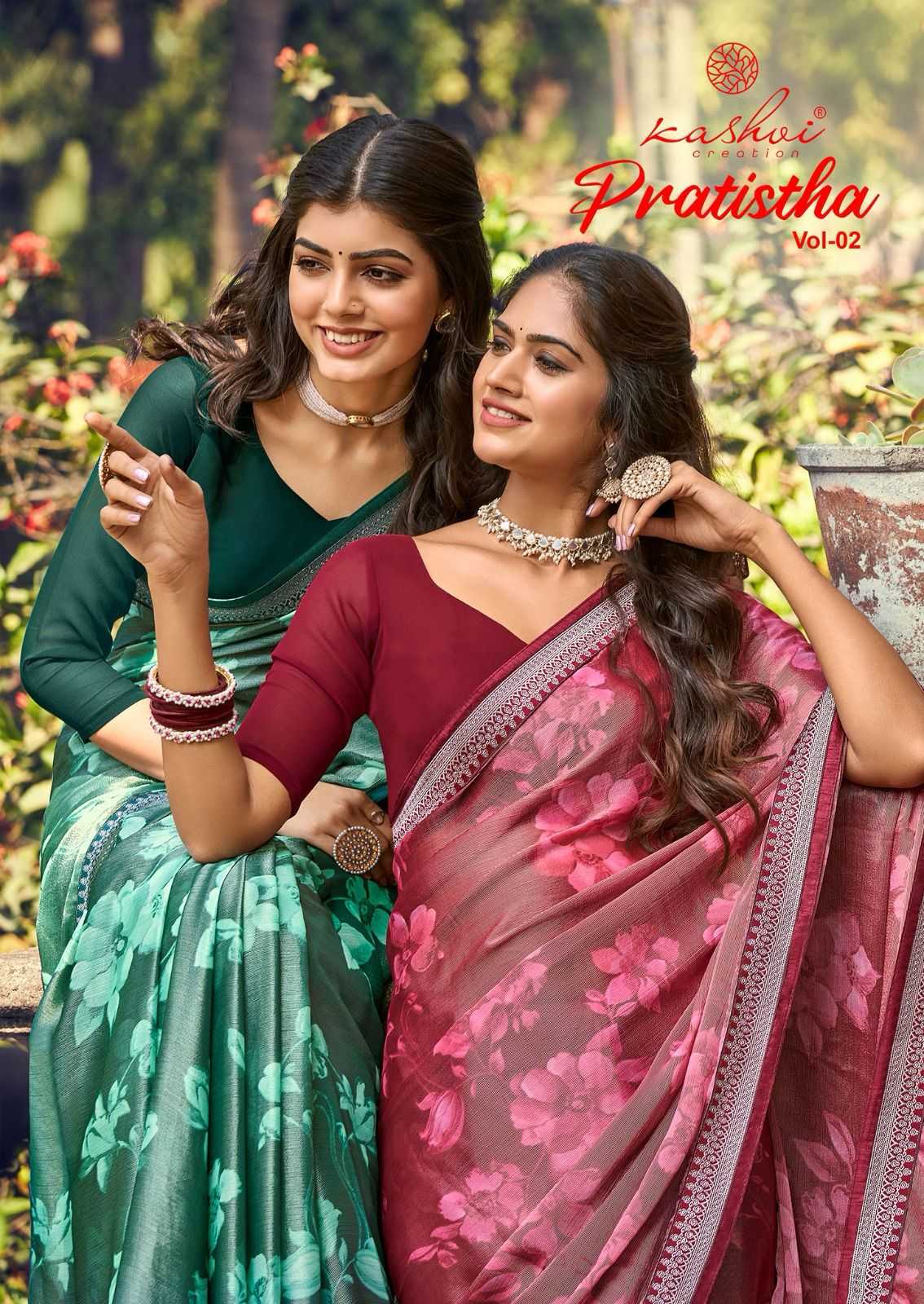 kashvi creation pratistha vol 2 new launch casual wear stylish saree exports & wholesaler    