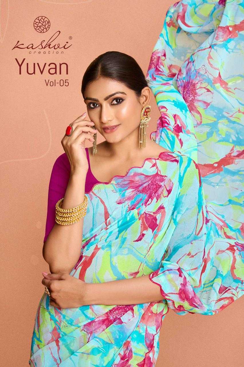 kashvi creation yuvan vol 5 regular wear georgette saree