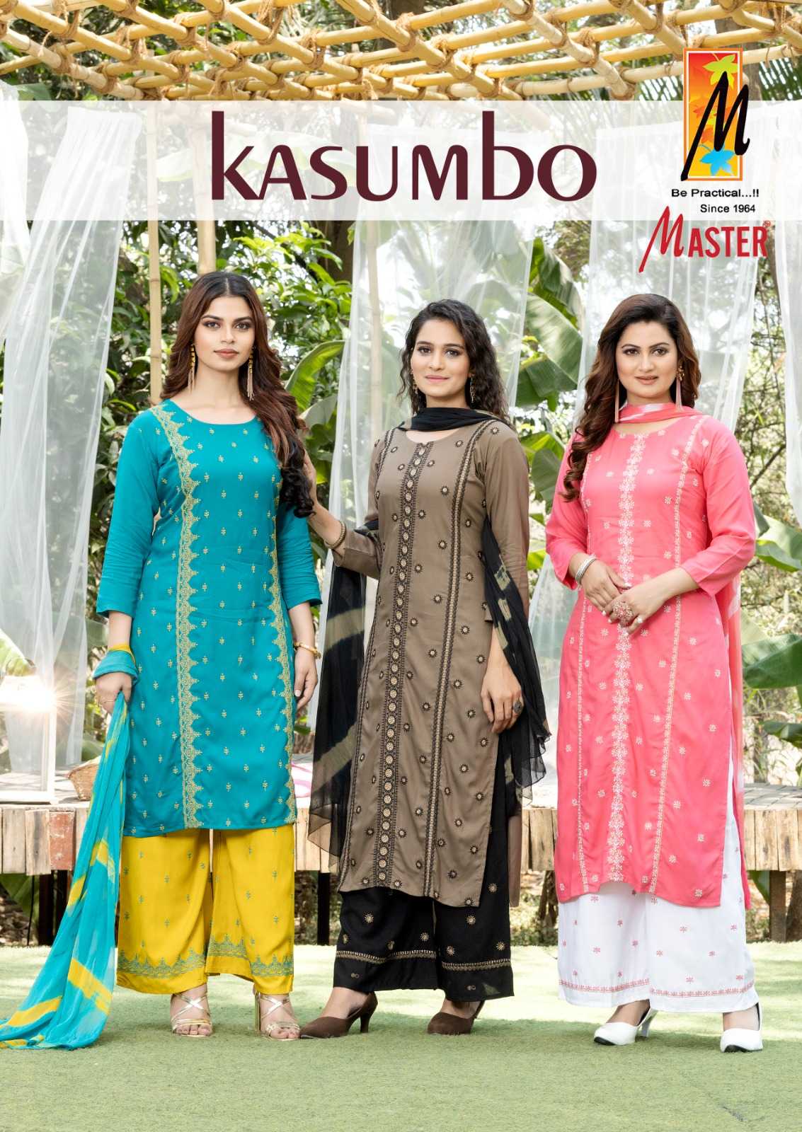 kasumho plazo by master new attractive design rayon work full stitch salwar suit 