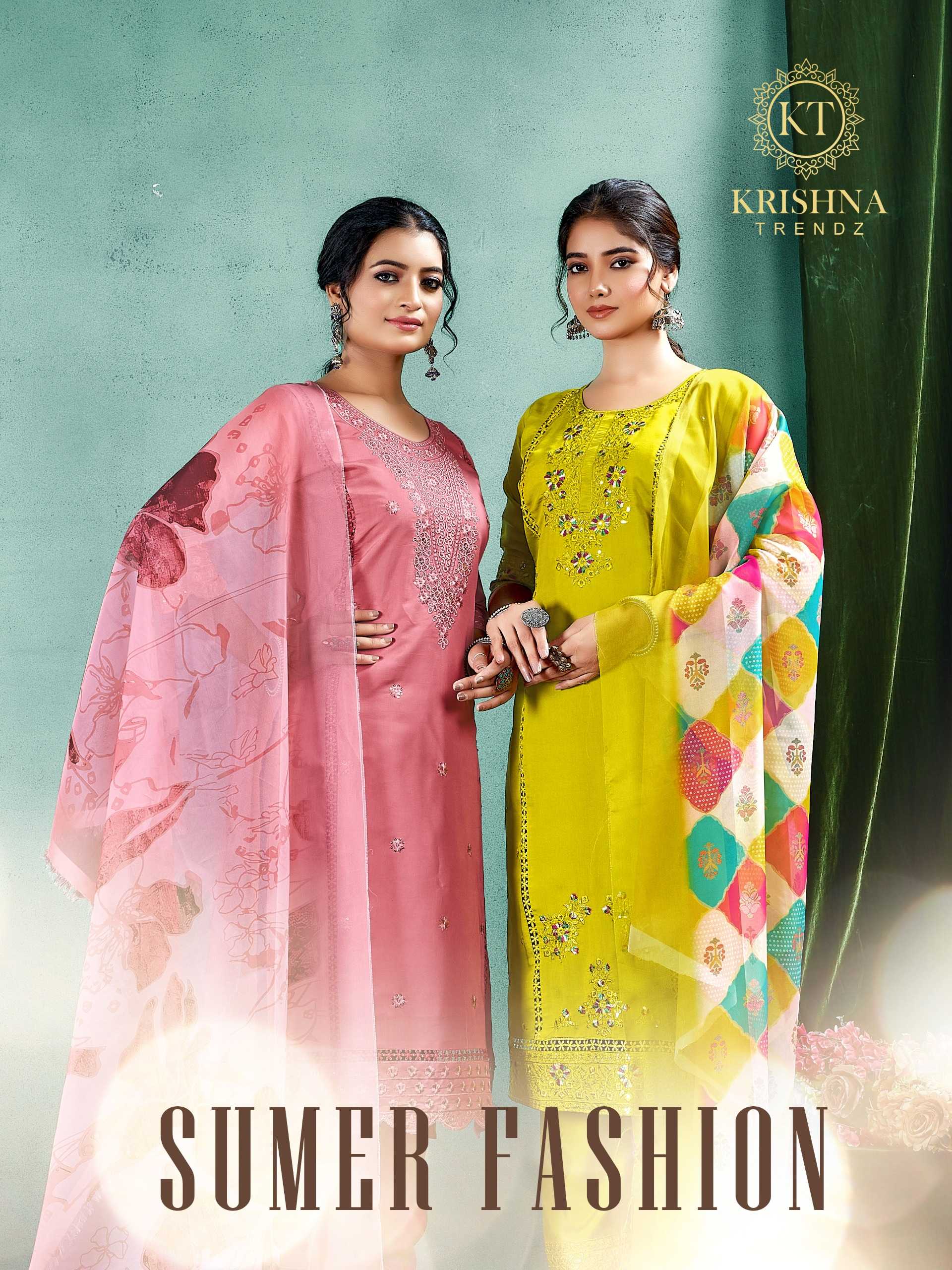 krishna trendz sumer fashion vol 1 full stitch roman si̇lk launch fancy salwar kameez