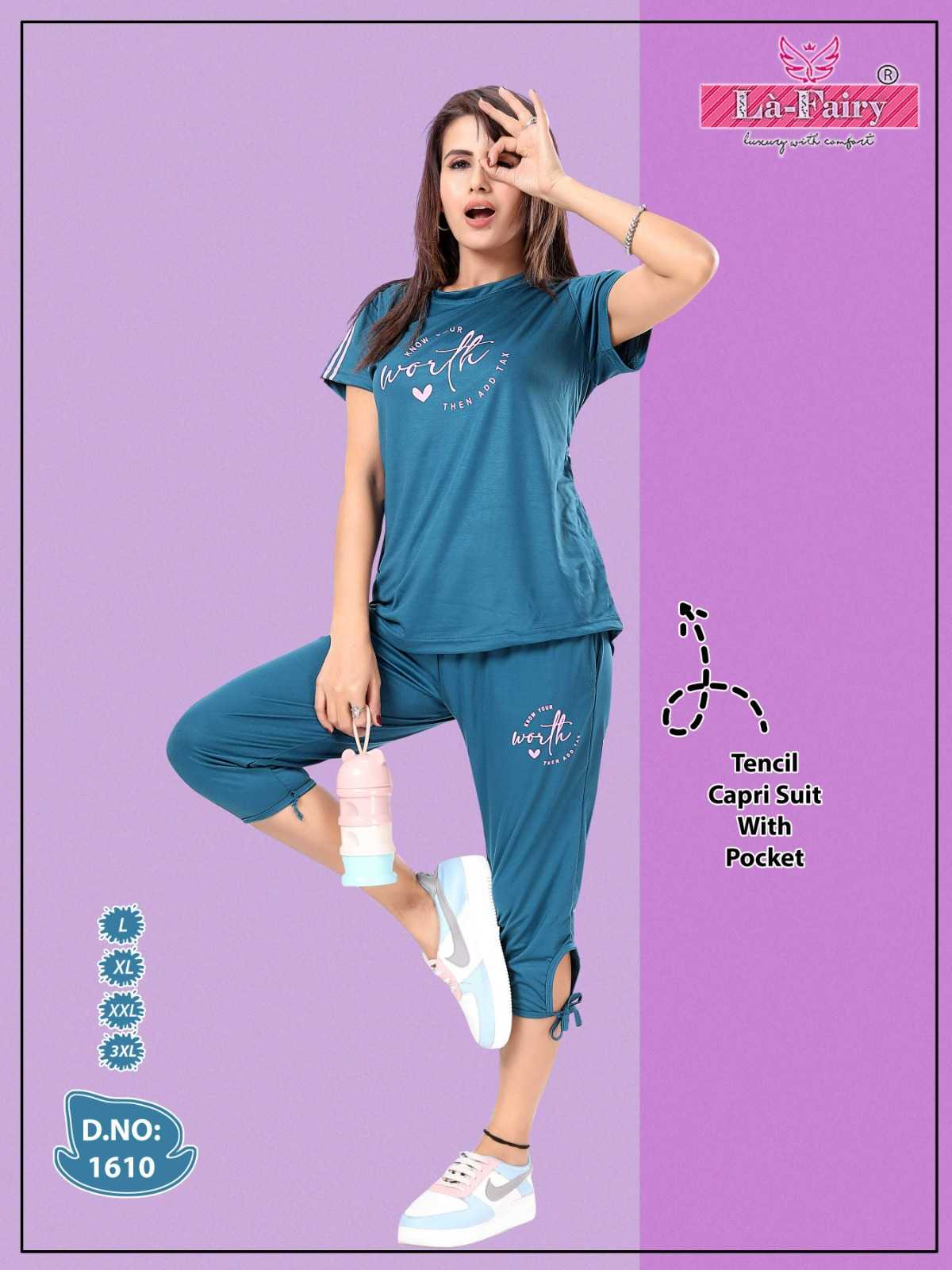 la fairy 1610 full stitch fancy capry suit with pocket style catalog exports