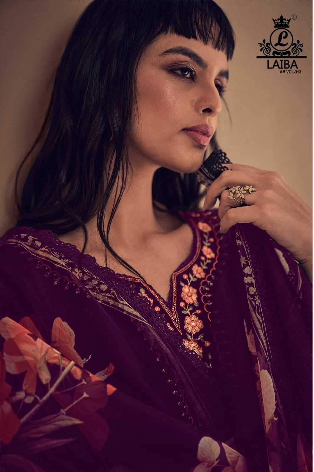 laiba the designer vol 313 traditional wear fancy organza pakistani salwar suit collection
