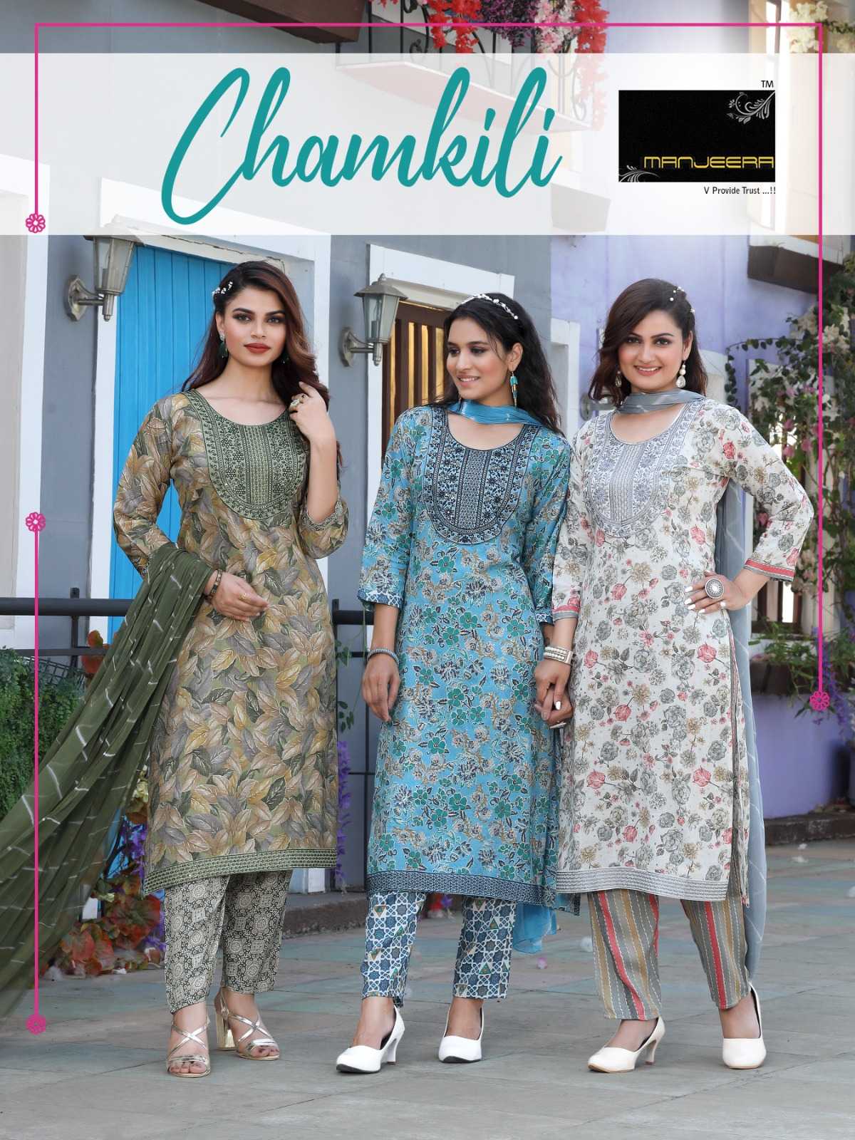 manjeera chamkili fancy capsule amazing look full stitch salwar suit export