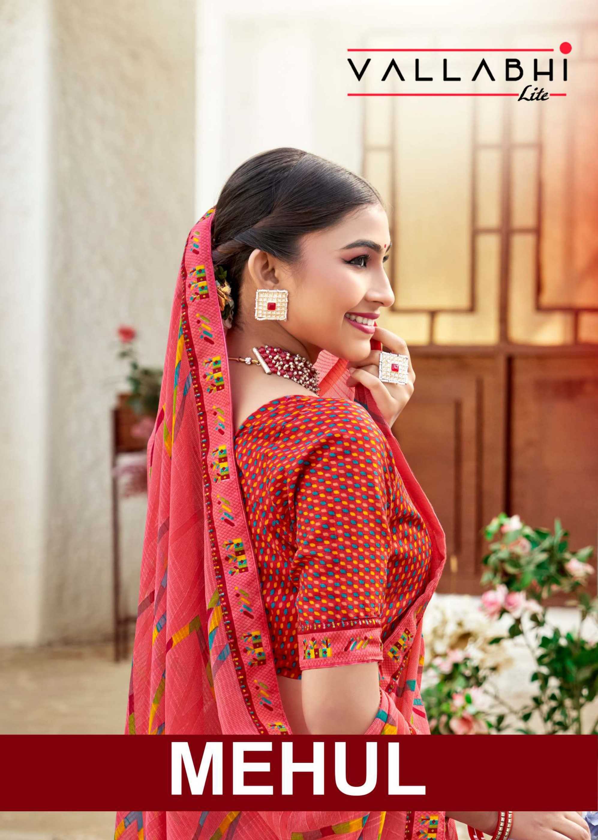 mehul by vallabhi prints 1061-1068 series georgette new design saree collection