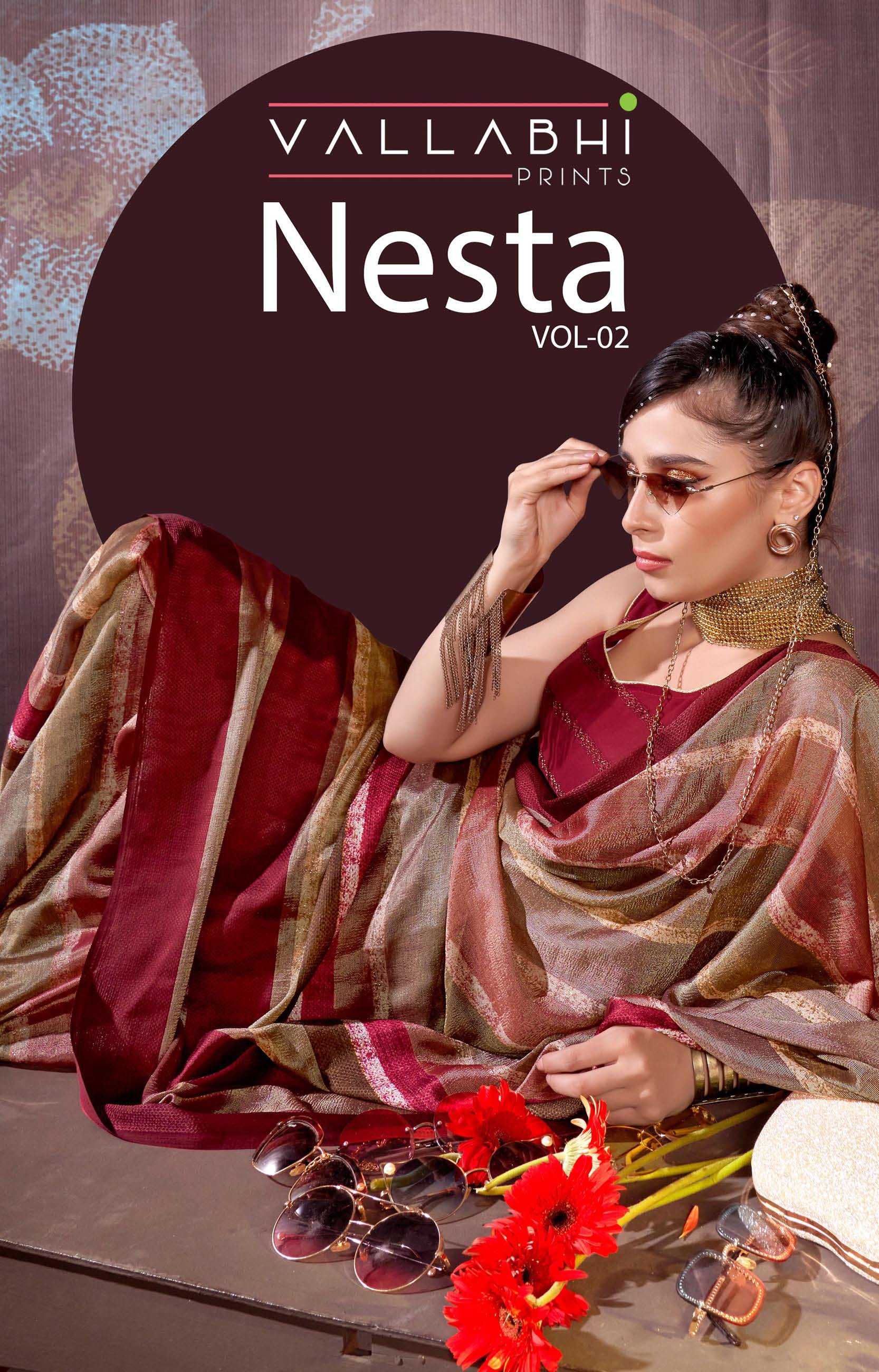 vallabhi print nesta vol 2 designer brasso saree exports & wholesaler