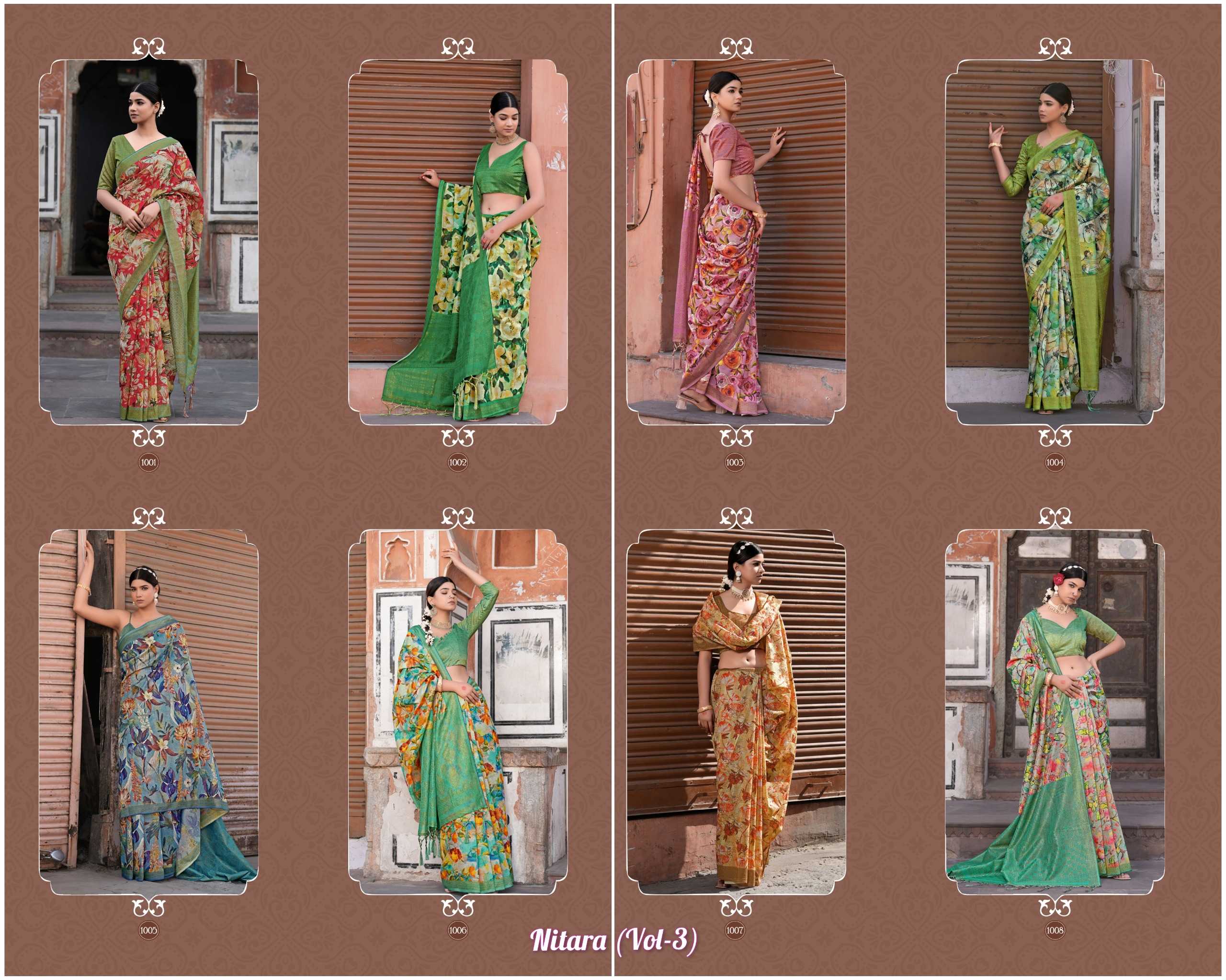 nitara vol 3 by apple launching stylish design cotton saree wholesaler