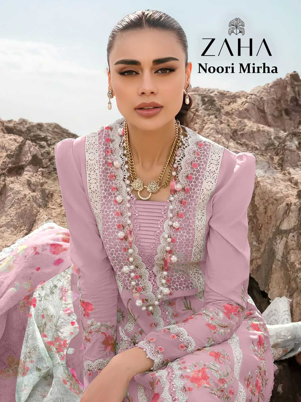 noori mirha by zaha stylish cotton heavy embroidery hit design pakistani salwar suit