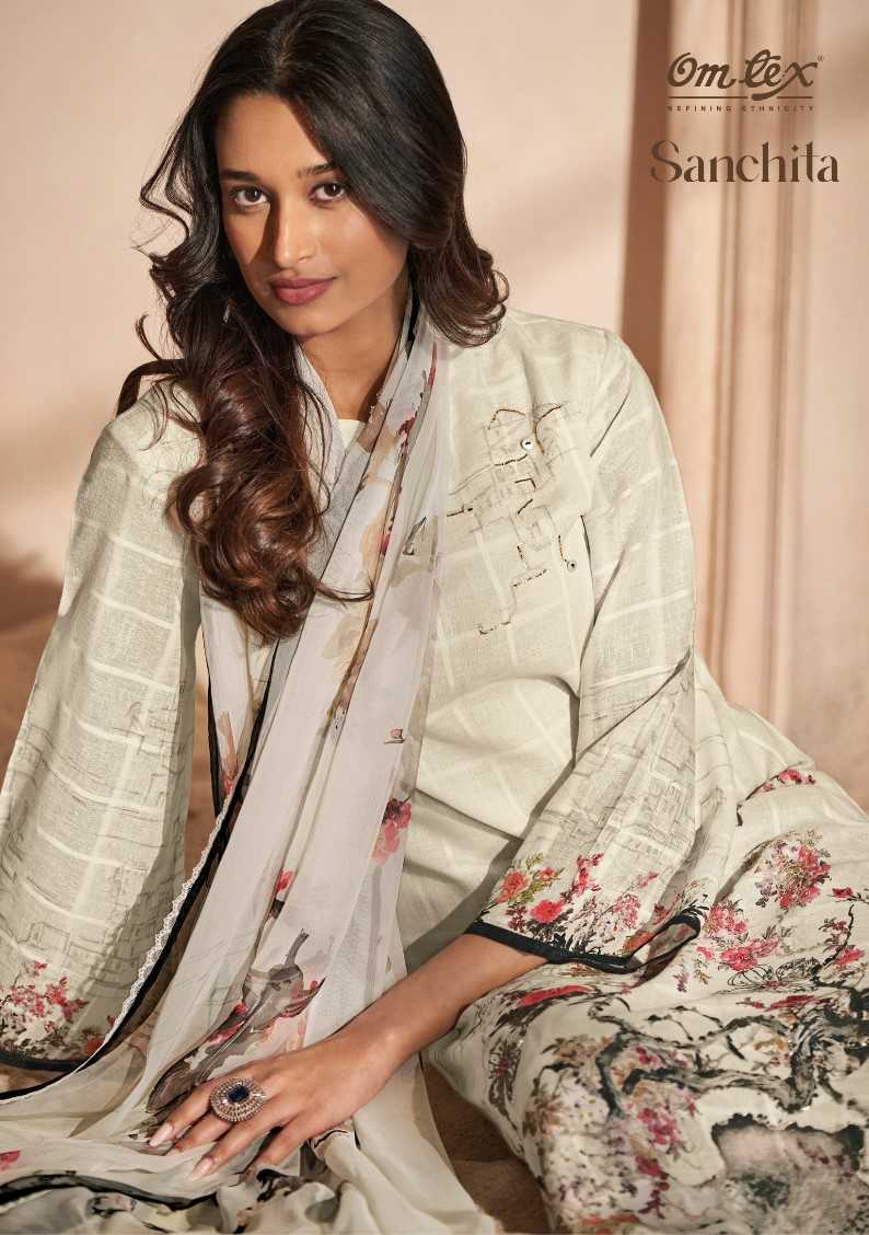 omtex presents sanchita launch fashionable look linen cotton salwar suit dress material