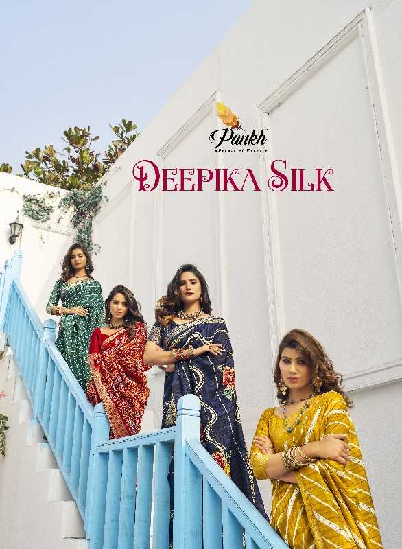 pankh presents deepika silk hit designer munga silk printed saree wholesaler