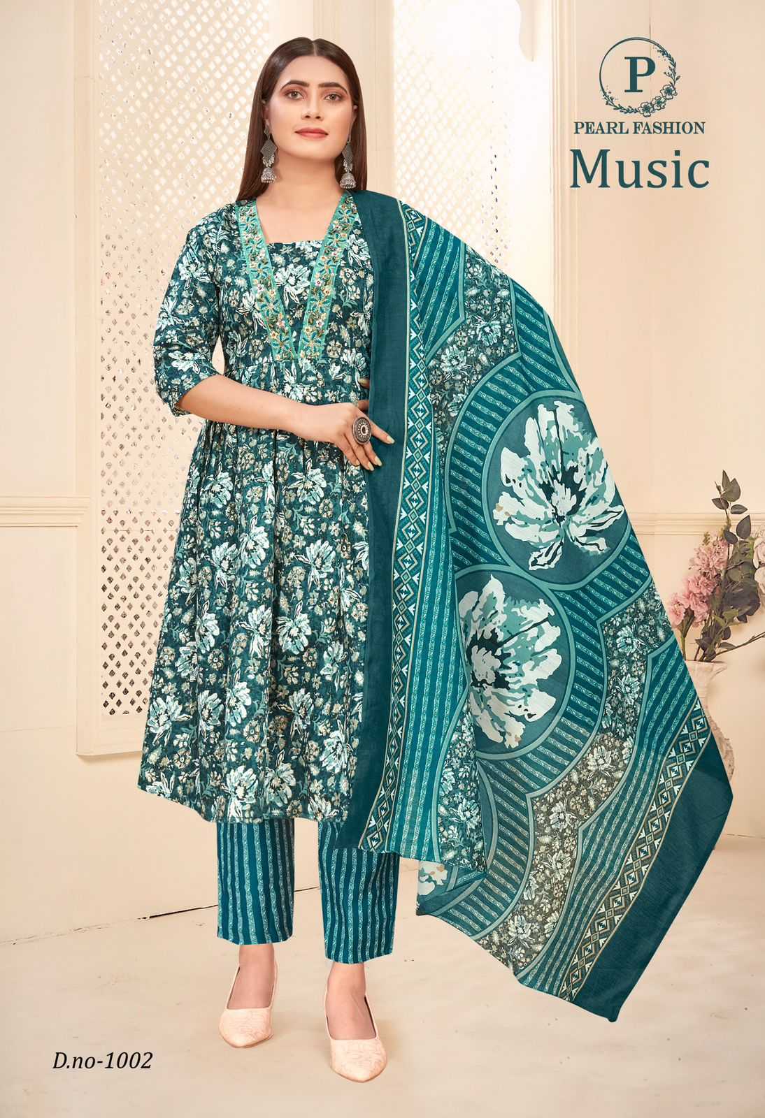 pearl presents music fully stitch stylish v-neck pattern salwar suit exports