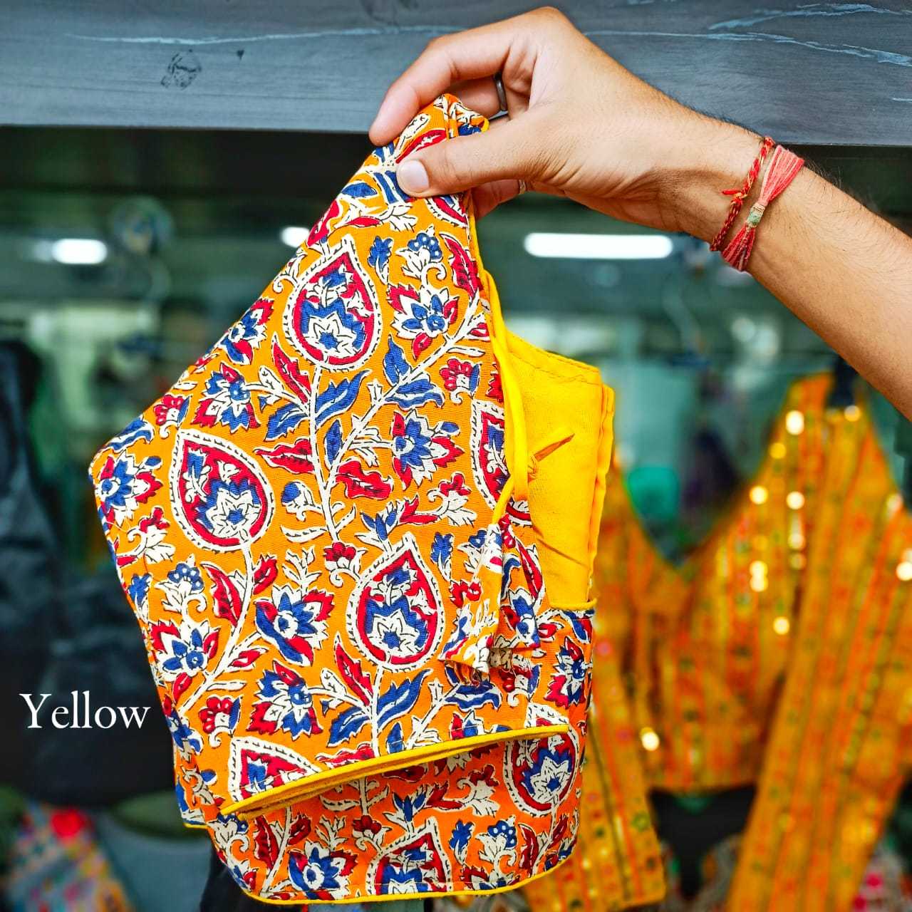 pr c-kalamkari new design plus size kalamkari cotton round neck full stitch blouse exports