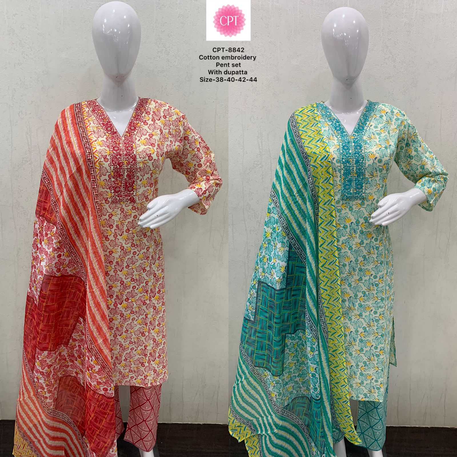 pr cotton embroidery 3 pcs fancy comfortable full stitch salwar suit combo set