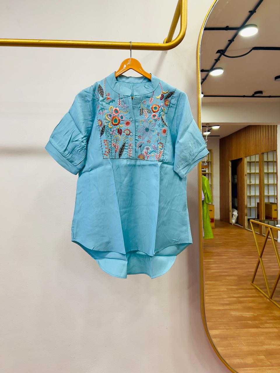 pr decent embroidery hit design cotton viscous fully stitch tunic top exports