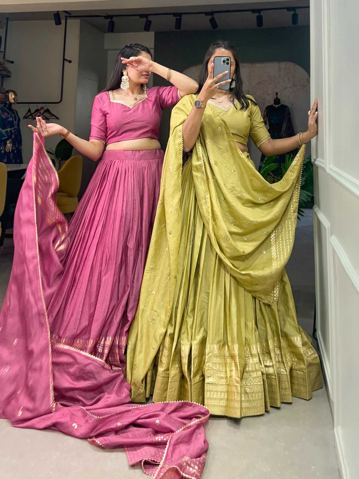 pr lnb4019 new trendy pure chanderi festival wear full stitch lehenga supplier