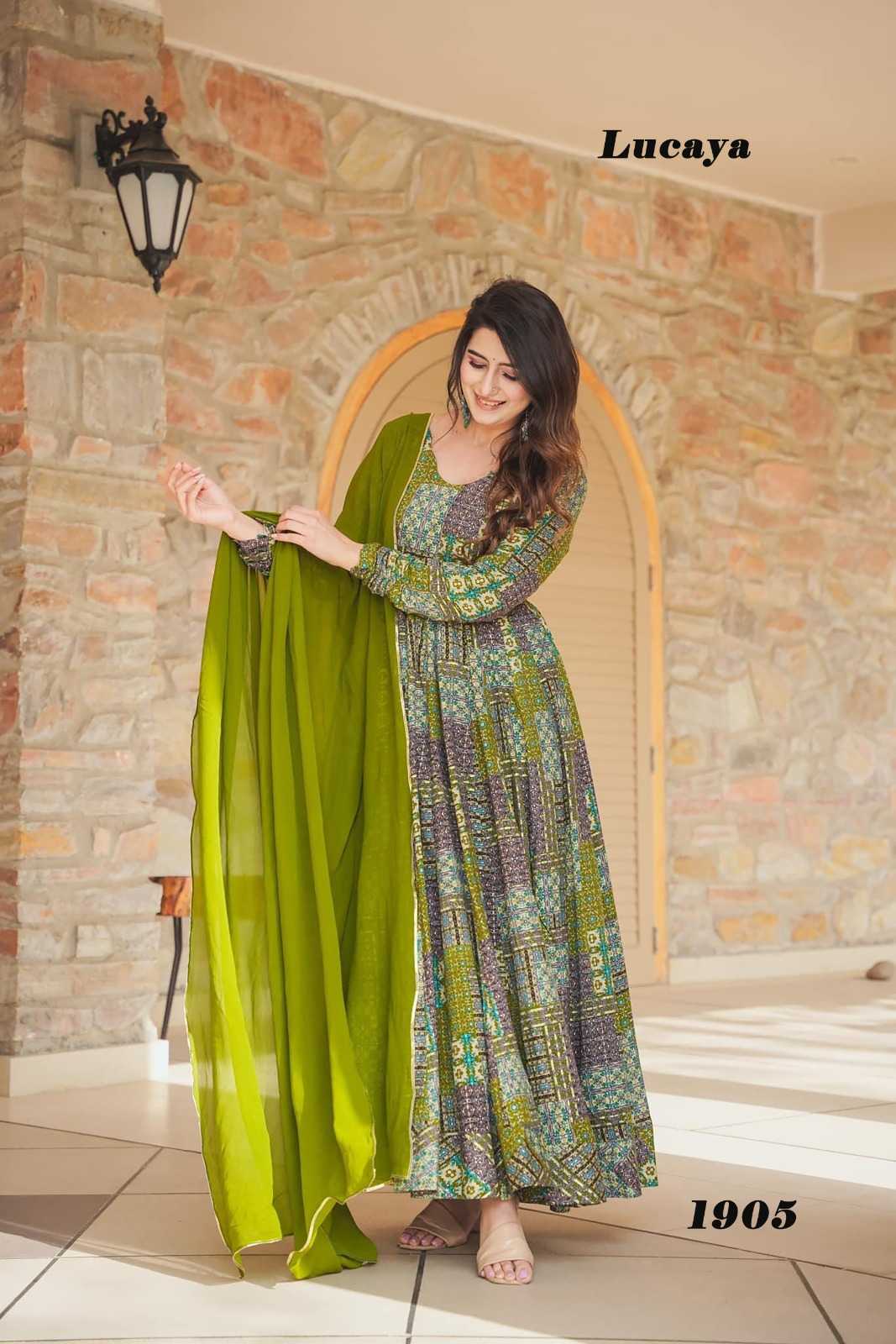 pr lucaya vol 19 new trendy ethnic style full stitch big size gown set collection