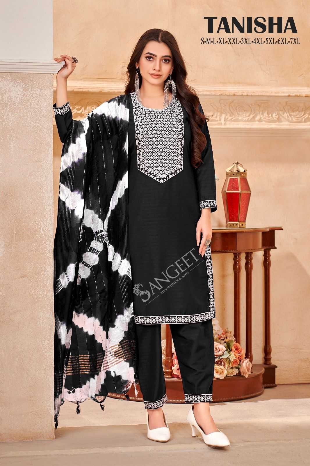 pr tanisha full stitch viscose rayon hit design embroidery big size salwar suit exports