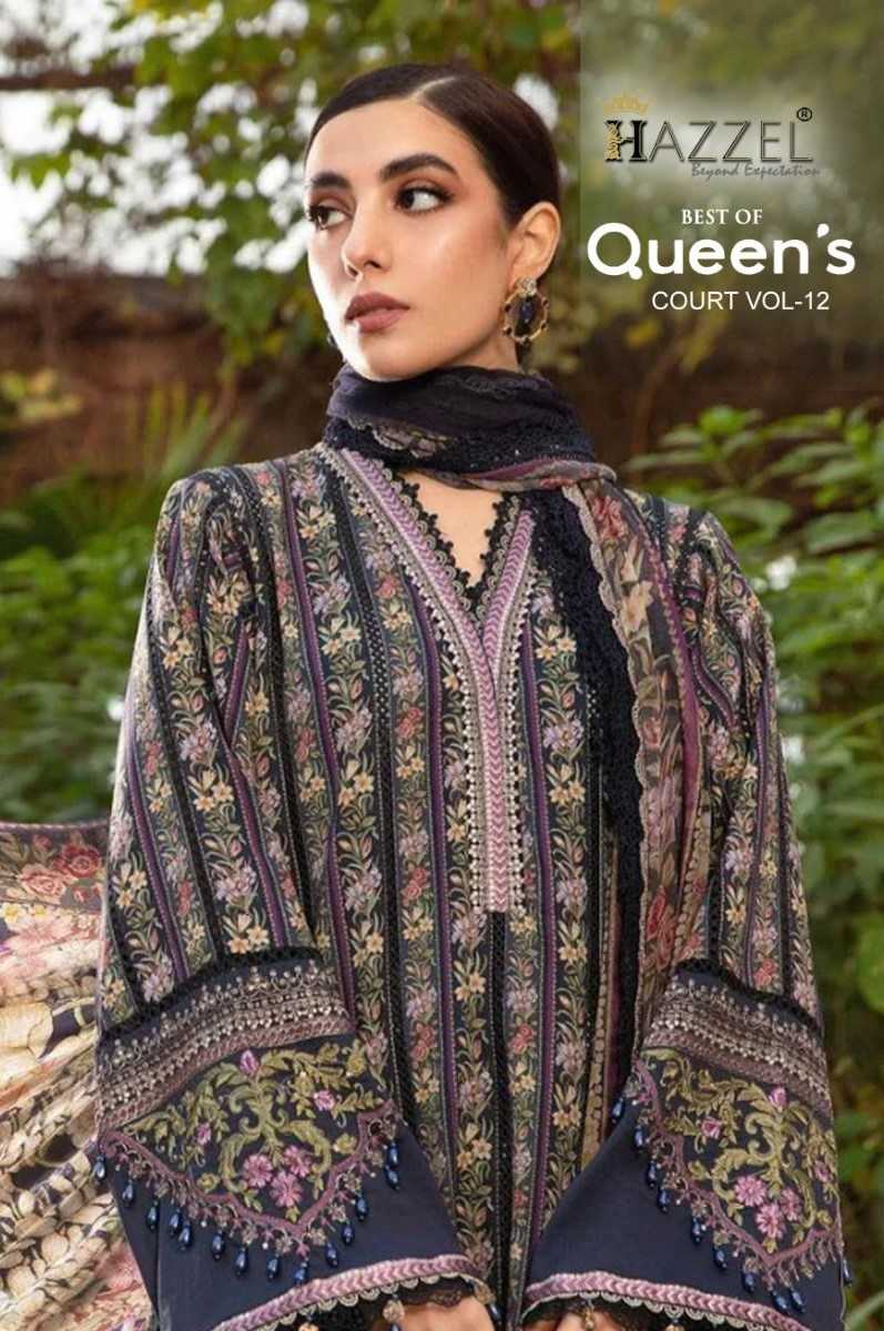 queen’s court vol 12 by hazzel prints cotton with embroidery work modern pakistani salwar suit