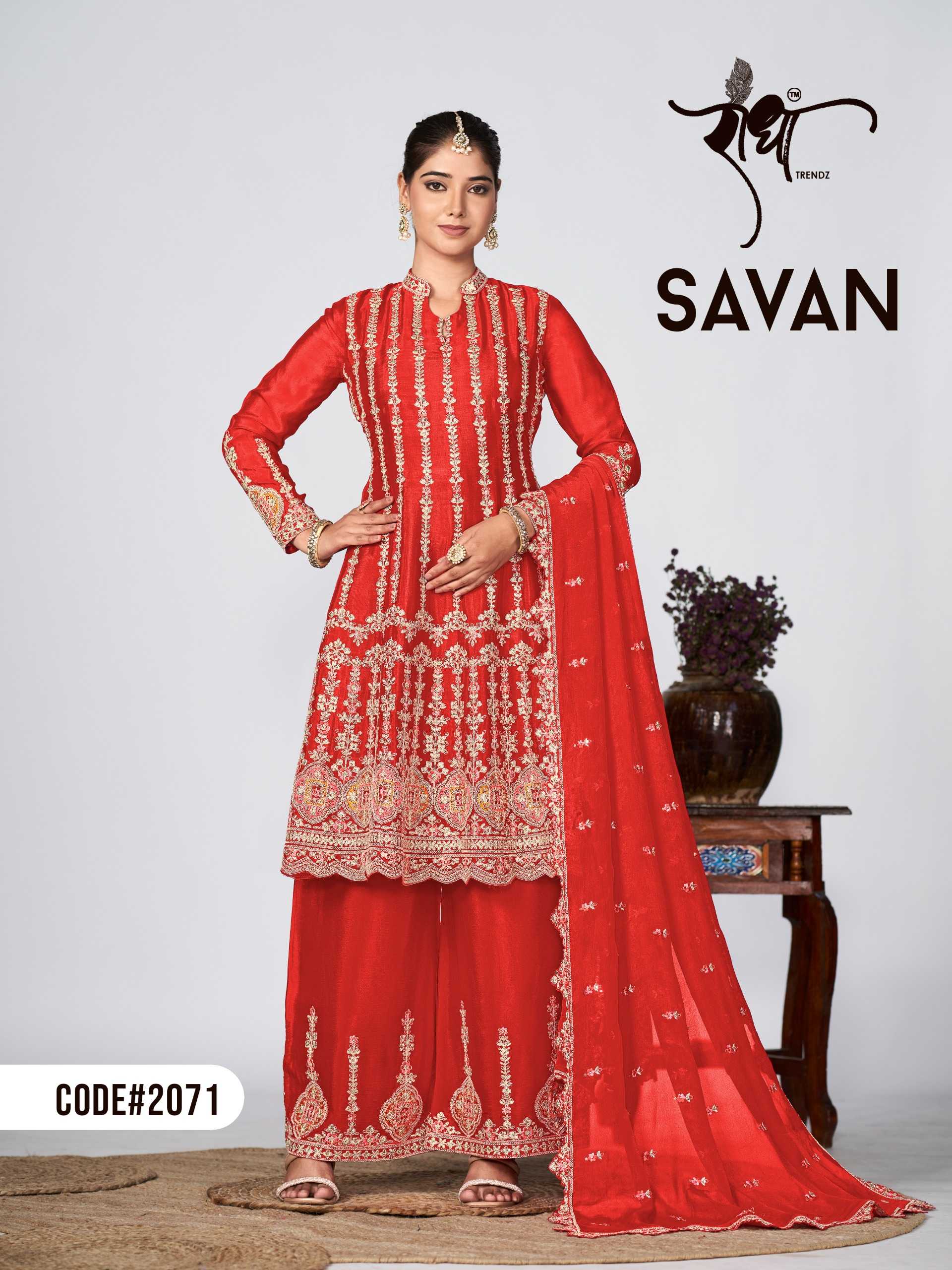 radha trendz presents savan trendy wedding premium chinon full stitch salwar kameez 