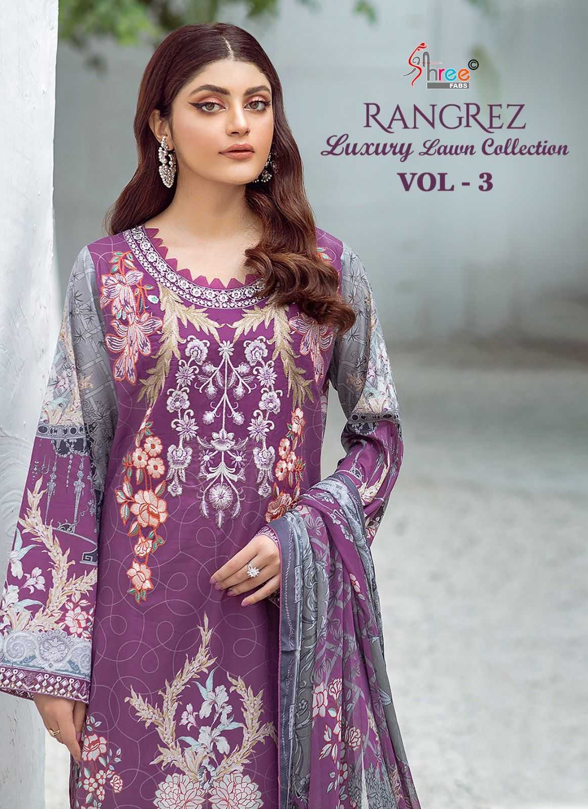 rangrez luxcury lawn collection 3 by shree fabs new launch pakistani salwar suit