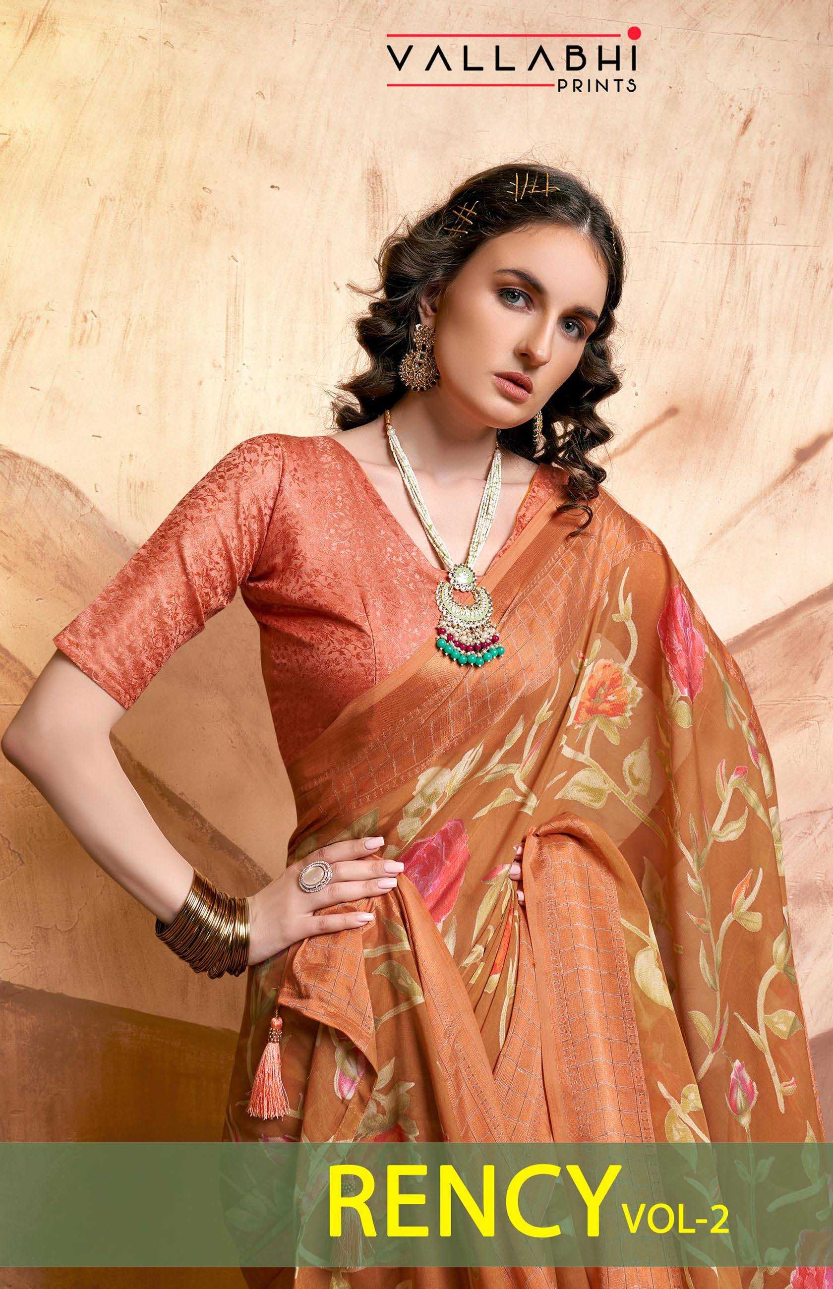 rency 2 by vallabhi prints new trendy brasso saree exports