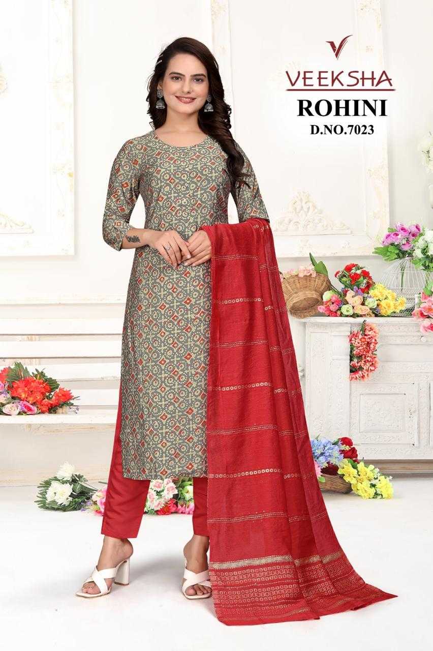 veeksha presents rohini fashionable modal print full stitch salwar suit combo set