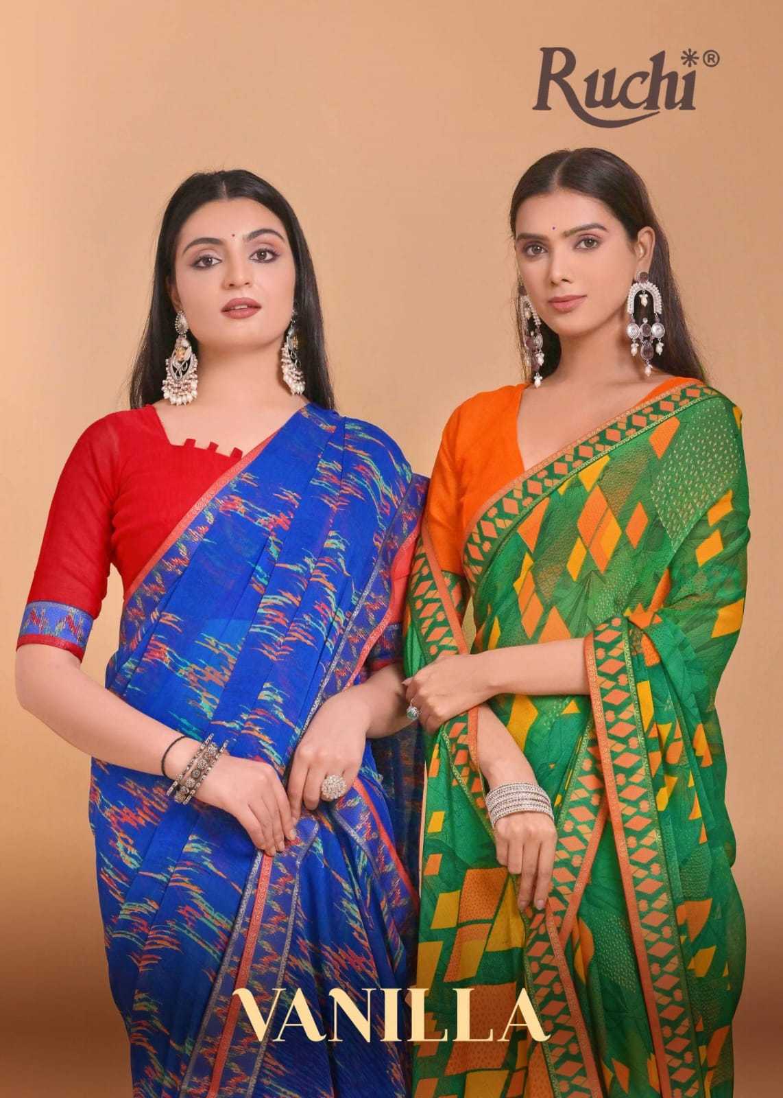 ruchi presents vanilla launch daily wear chiffon digital print saree exports