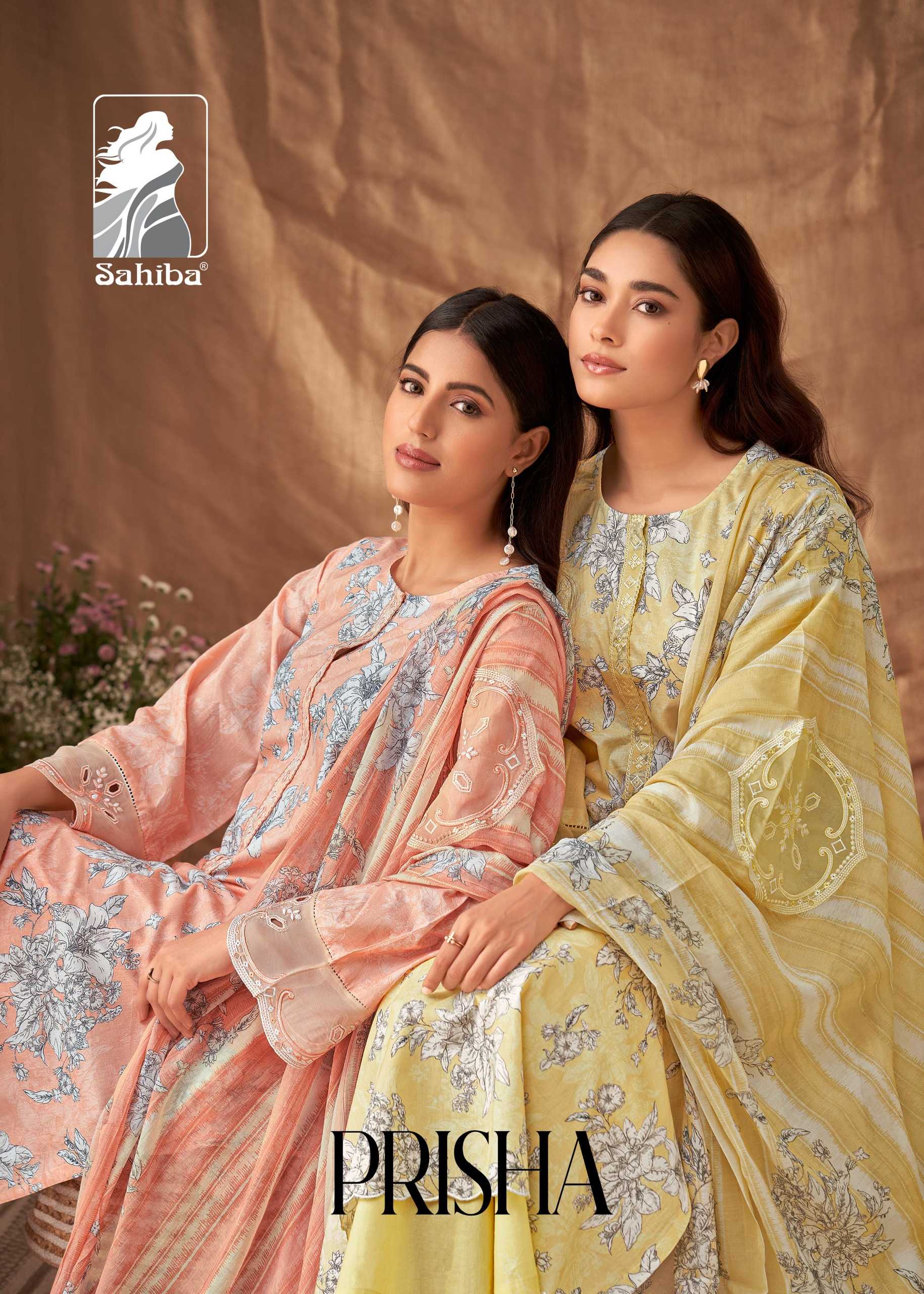 sahiba presents prisha trendy embellished design pure cotton lawn Pakistani salwar suit