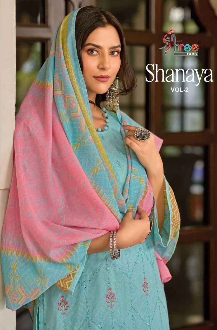 shree fabs shanaya vol 2 present cotton dress material with fancy look