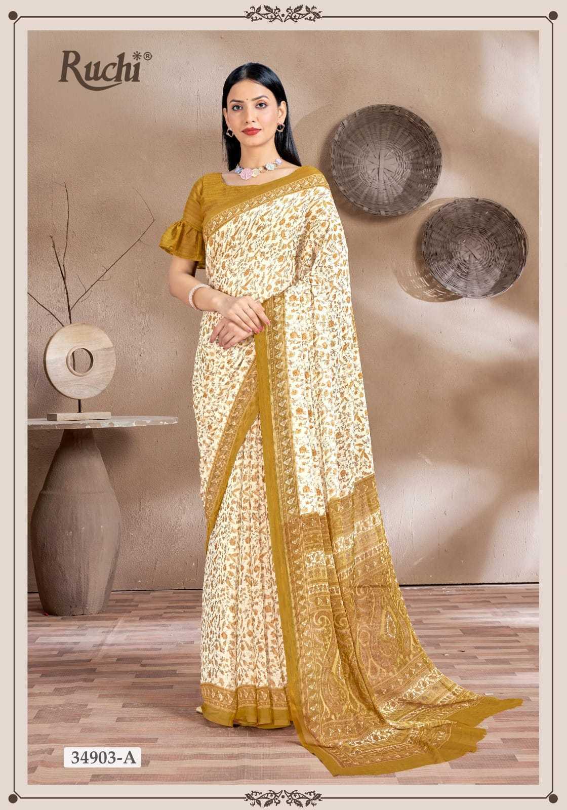 star chiffon by ruchi new launching fancy classy look saree supplier