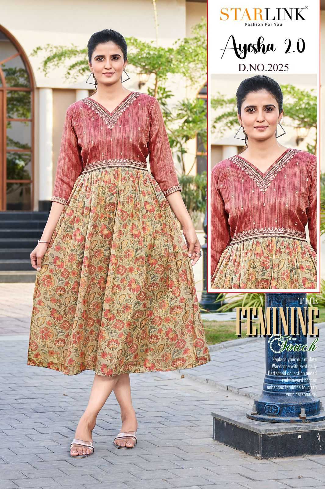 starlink ayesha vol 2 new trendy silk pleating pattern full stitch kurti combo set