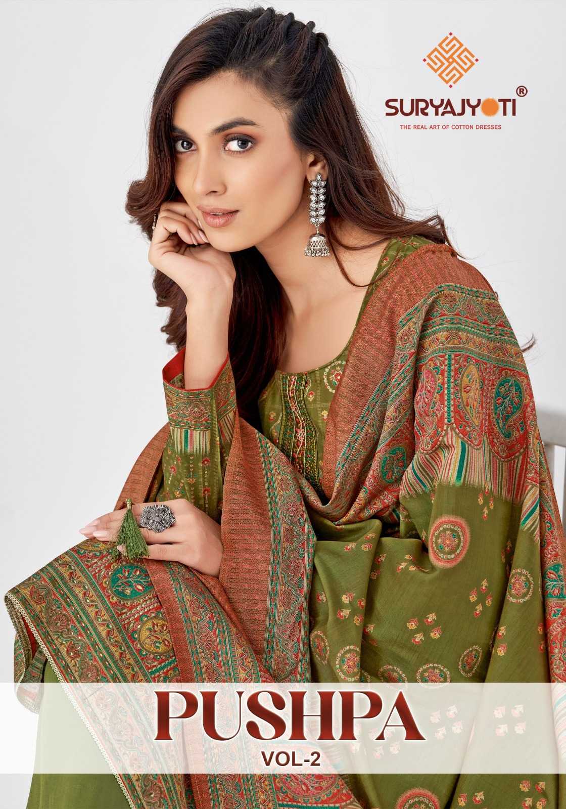 suryajyoti pushpa vol 2 comfortable modal fancy foil n neck salwar suit material 