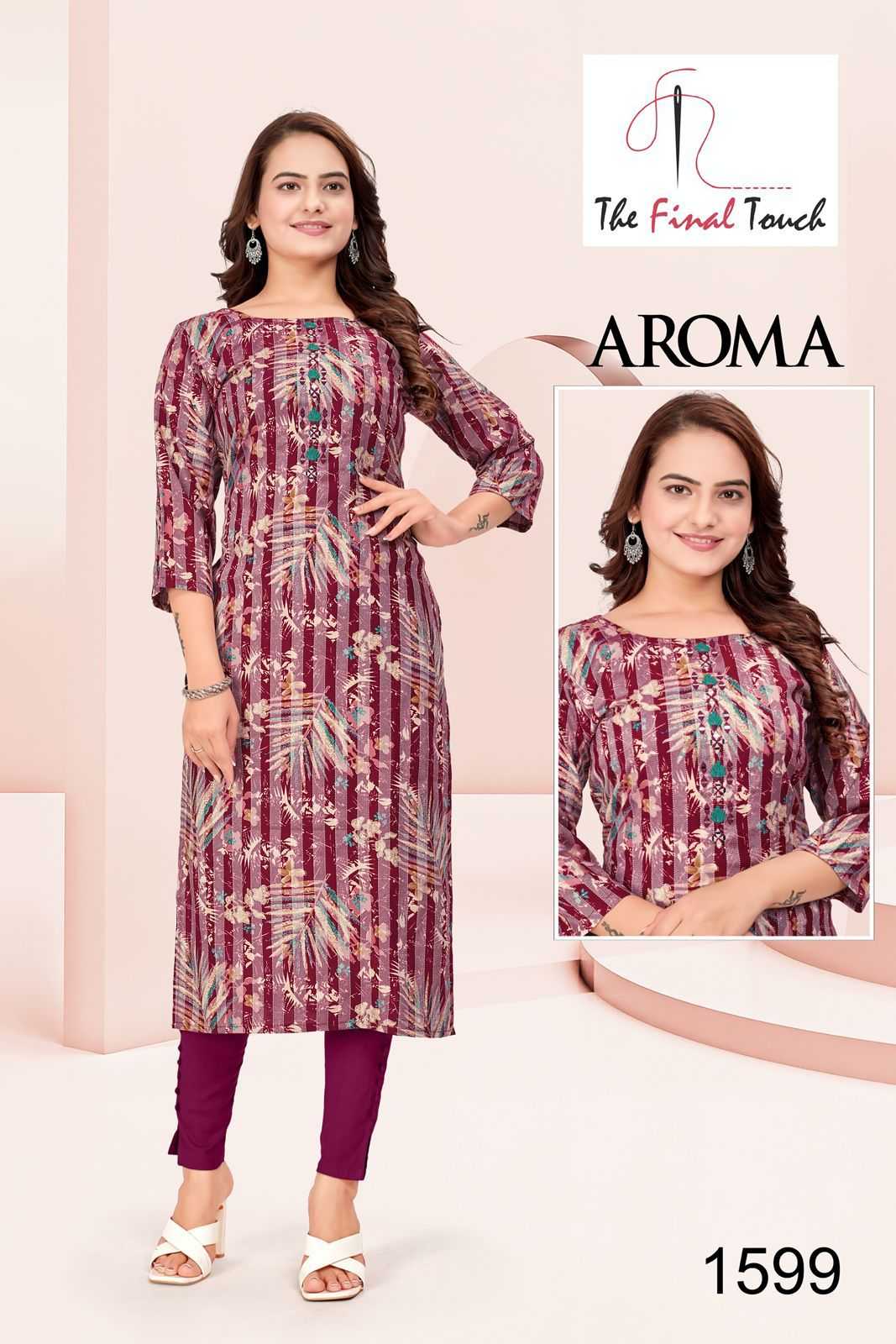 the final touch aroma fancy look rayon pattern full stitch salwar suit combo set