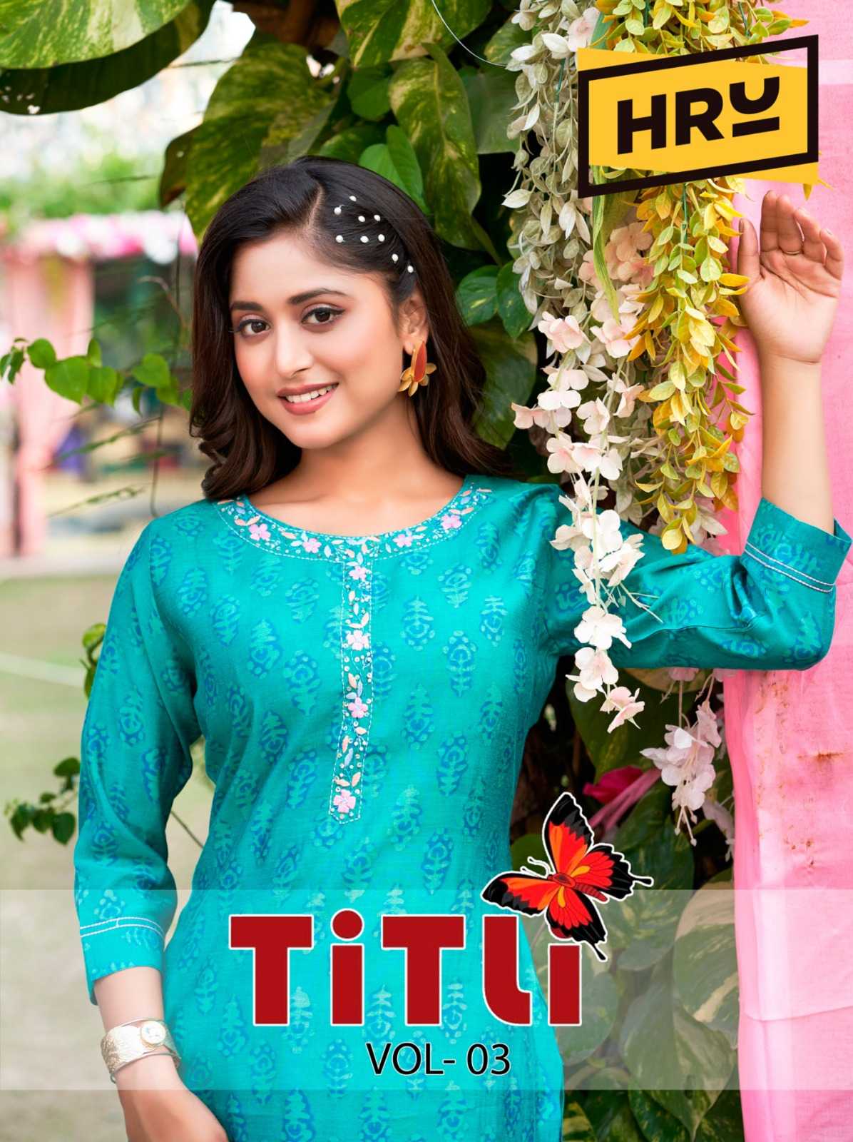 titli vol 3 by hru new design modal print full stitch straight cut long kurti collection